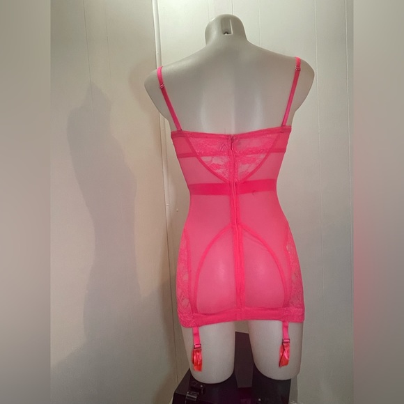 Neon Pink Very Sexy Victoria’s Secret Gartered Slipdress - Picture 4 of 11